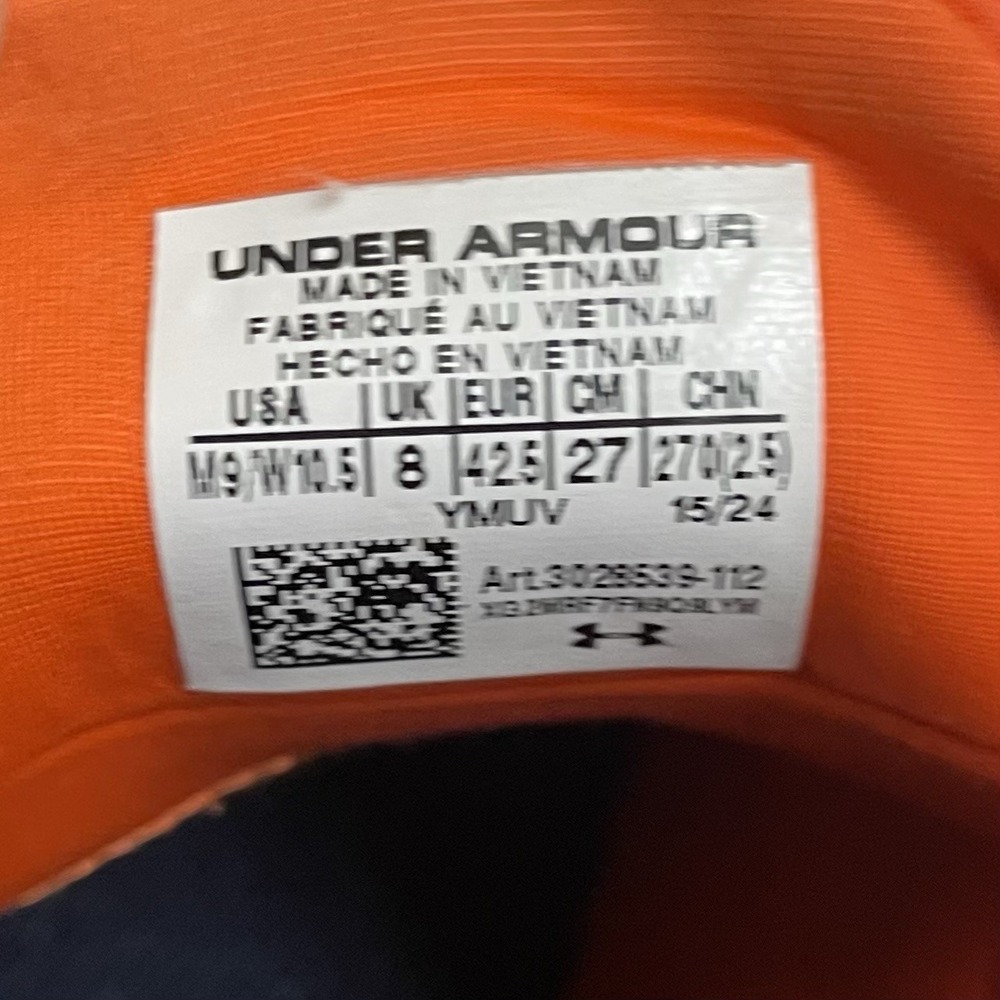 UA Under Armour SlipSpeed Mega Ripstop BOA Orange/White Shoes Men's Size 9 - Picture 6 of 6
